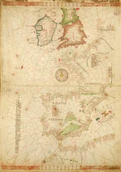 De Atlantische kusten van Europa en Afrika, uit een nautische atlas, 1520